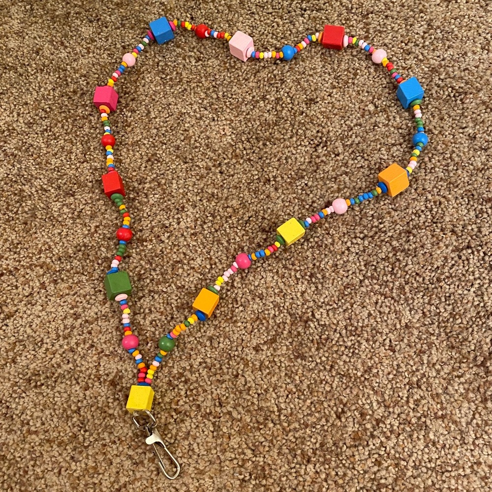 Wood beaded lanyard